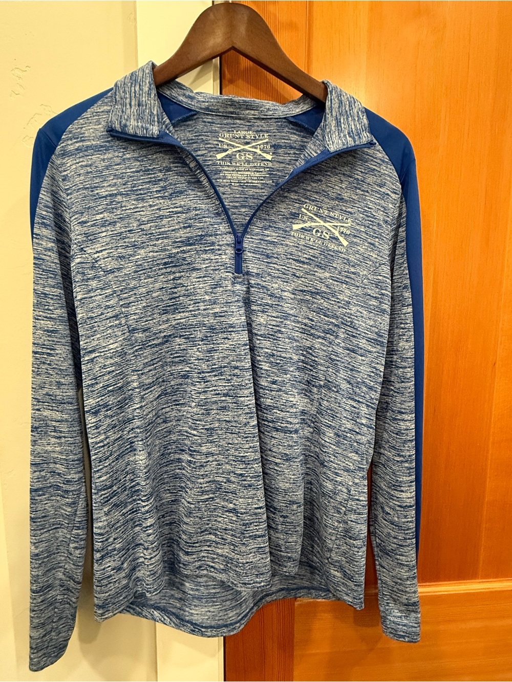 Grunt Style Blue Heather Quarter-Zip Pullover with Royal Blue Panels